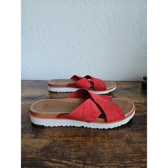Womens UGG Kari slip on Sandles Slodes Sz 8 Orange Coral Color Comfort Barbie - Picture 6 of 9